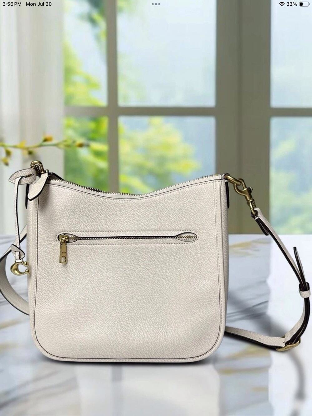 Coach Chaise Pebble Leather Ivory Crossbody C8483 Adjustable Strap Minalmist